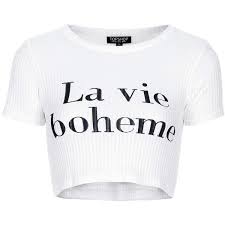 2014 Short Sleeve Shirts - TOPSHOP La Vie Boheme Ribbed Crop Tee