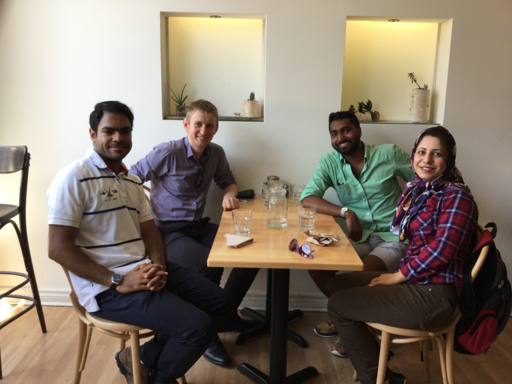 Lunch with Kevin, Zeinab and Ahmed (starting at the back right, and going clockwise!) from the University of Toronto SPIE student chapter.